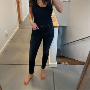 MOTHER denim The High Waisted Looker in a deep navy wash. Size 27.